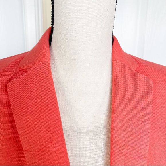 Ann Taylor 00P NWT Petite Linen & Shell Corral Orange Blazer 1 Button & Pockets - Picture 3 of 14